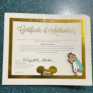 VIP Disney 2015 exclusive Aladdin/Jasmine Collectors Pin